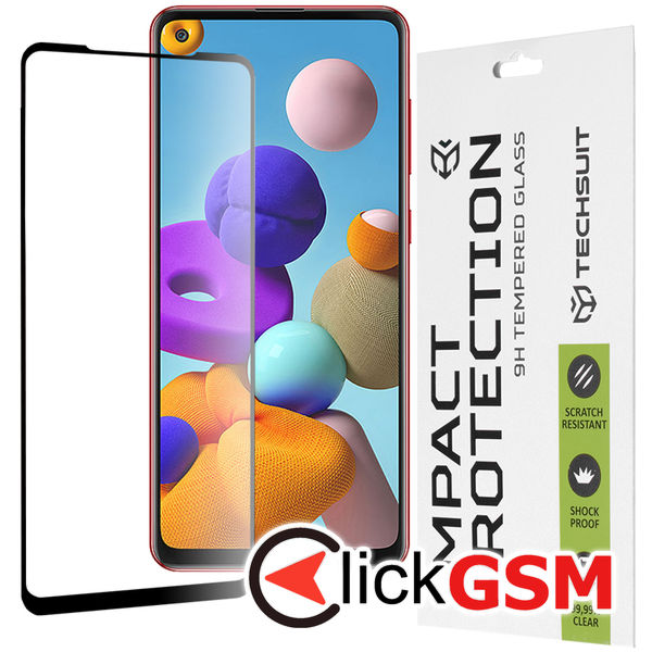 Techsuit - 111D Full Cover / Full Glue Glass - Samsung Galaxy A21s / A21 - Black