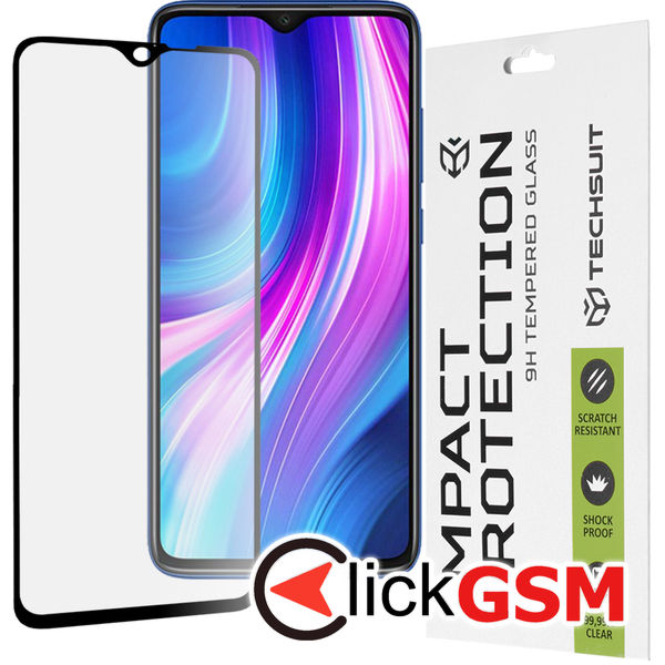 Techsuit - 111D Full Cover / Full Glue Glass - Xiaomi Redmi Note 8 Pro - Black