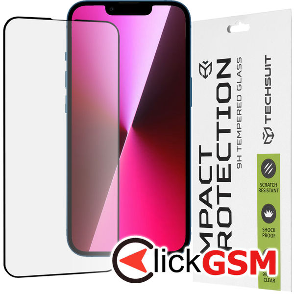 Techsuit - 111D Full Cover / Full Glue Glass - iPhone 13 / 13 Pro / 14 - Black