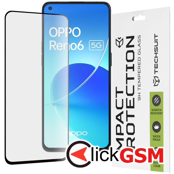 Techsuit - 111D Full Cover / Full Glue Glass - Oppo Reno6 5G (Mediatek) - Black