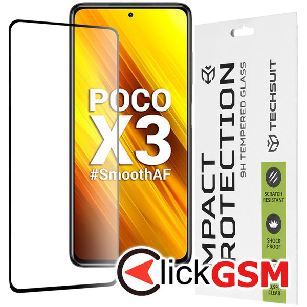 Techsuit - 111D Full Cover / Full Glue Glass - Xiaomi Poco X3 / Poco X3 NFC / Poco X3 Pro - Black