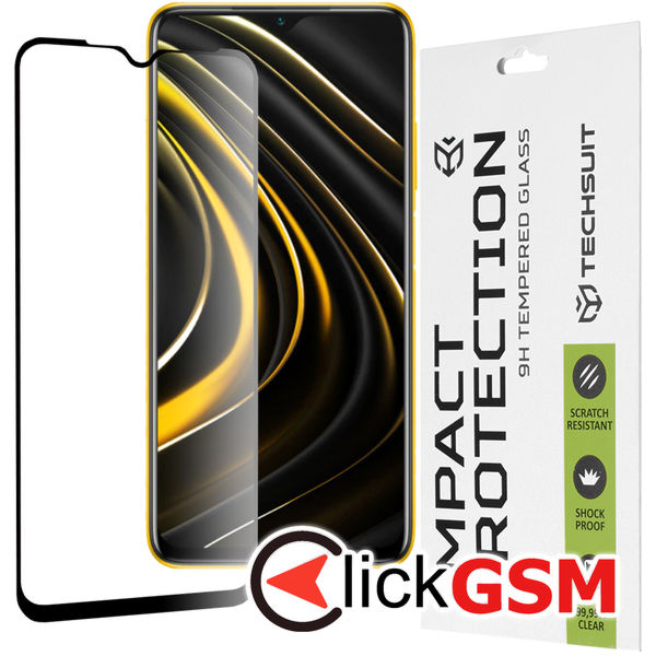 Techsuit - 111D Full Cover / Full Glue Glass - Xiaomi Poco M3 / Redmi 9 Power / Redmi 9T - Black