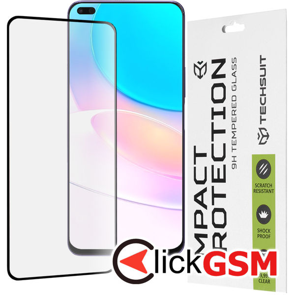 Techsuit - 111D Full Cover / Full Glue Glass - Huawei nova 8i / Honor 50 Lite - Black