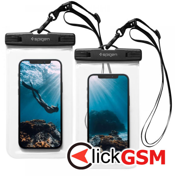 Spigen - (2 pack) Waterproof Case (A601) - IPX8, for Phone 3.5 - 7" - Clear