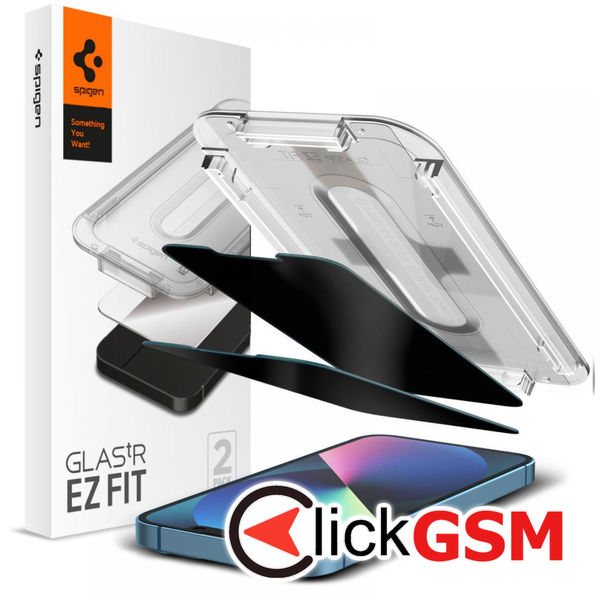 Spigen - Glas.tR EZ-FIT (2 pack) - iPhone 13 / 13 Pro / 14 - Privacy