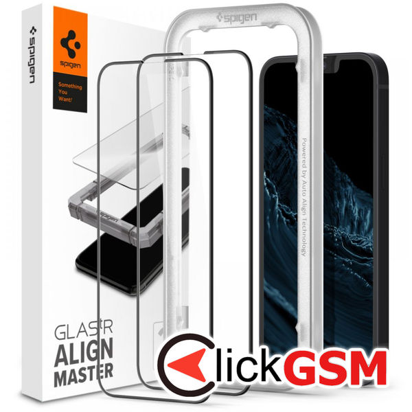 Spigen - Glas.tR Align Master (2 pack) - iPhone 13 / 13 Pro / 14 - Black