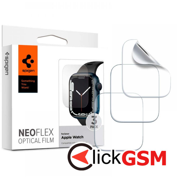 Spigen - Neo Flex (3 pack) - Apple Watch 4 / 5 / 6 / SE / SE 2 / 7 / 8 / 9 (44mm / 45mm) - Clear