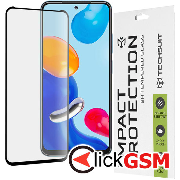 Techsuit - 111D Full Cover / Full Glue Glass - Xiaomi Redmi Note 11 / Note 11S / Poco M4 Pro 4G - Black