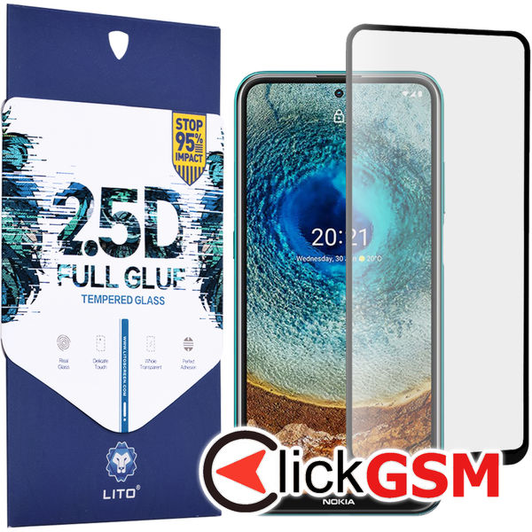 #Lito - 2.5D FullGlue Glass - Nokia X10 / X20 - Black
