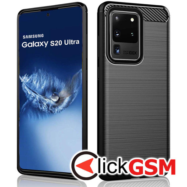 Techsuit - Carbon Silicone - Samsung Galaxy S20 Ultra 4G / S20 Ultra 5G - Black