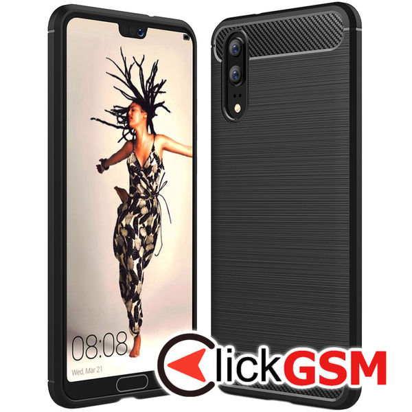 Techsuit - Carbon Silicone - Huawei P20 - Black