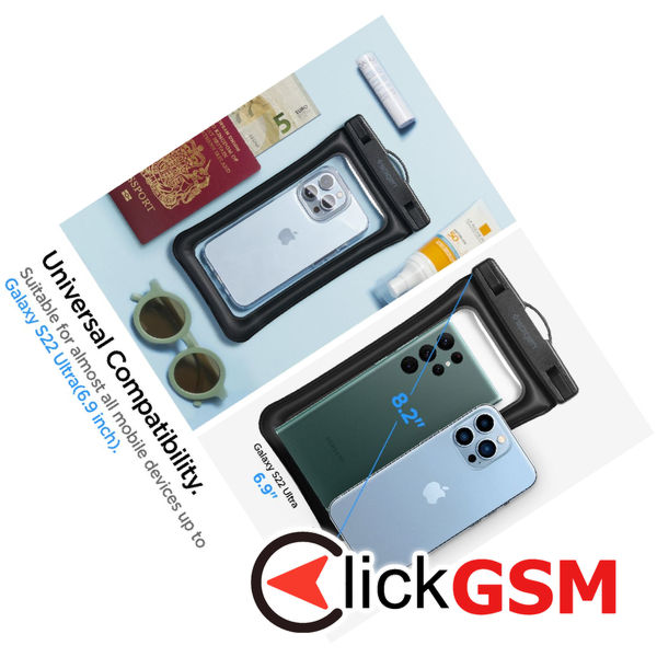 Spigen - Waterproof Case (A610) - IPX8, for Phone, max 6.9 - Black