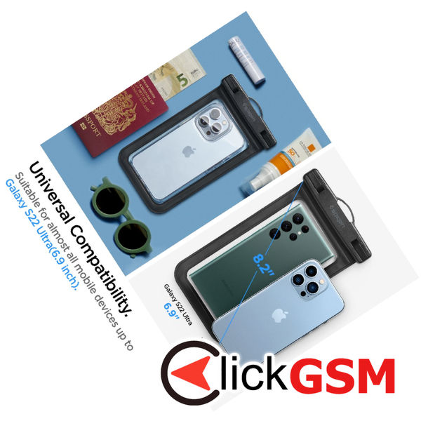 Spigen - (2 pack) Waterproof Case (A601) - IPX8, for Phone 3.5 - 7 - Black