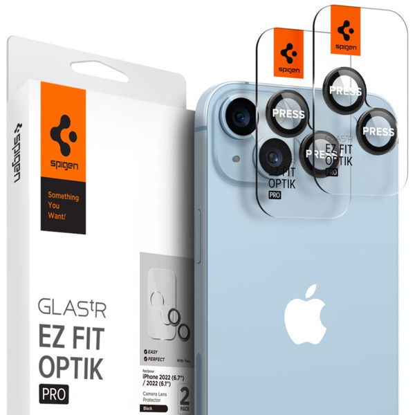 Spigen - Optik.tR EZ Fit Pro Camera Glass (2 pack) - iPhone 14 / iPhone 14 Plus - Black