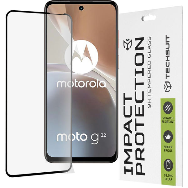 Techsuit - 111D Full Cover / Full Glue Glass - Motorola Moto G32 - Black