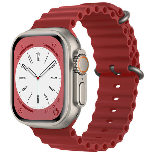 Techsuit - Watchband (W038) - Apple Watch 1/2/3/4/5/6/7/8/9/10/SE/SE 2/Ultra/Ultra 2 (42/44/45/46/49mm) - Wine Red