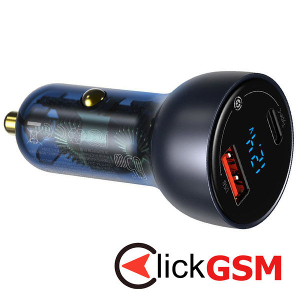 Baseus - Car Charger (CCKX-C0G) - Type-C PD65W, USB QC4.0 - Gray