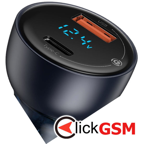 Baseus - Car Charger (CCKX-C0G) - Type-C PD65W, USB QC4.0 - Gray