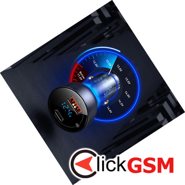 Baseus - Car Charger (CCKX-C0G) - Type-C PD65W, USB QC4.0 - Gray