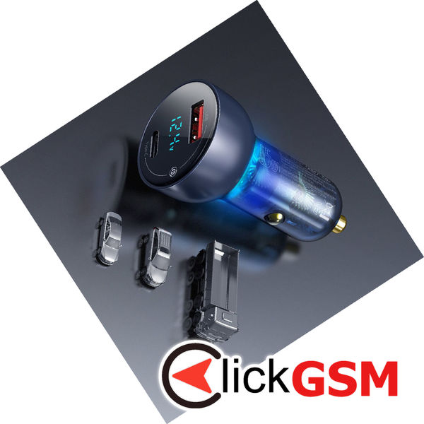 Baseus - Car Charger (CCKX-C0G) - Type-C PD65W, USB QC4.0 - Gray