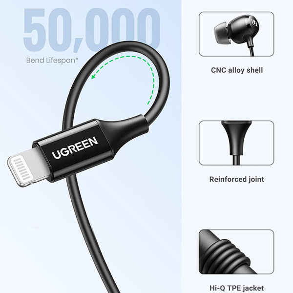 Ugreen - Stereo Earphones (30631) - In-Ear with Lightning Connector - Black