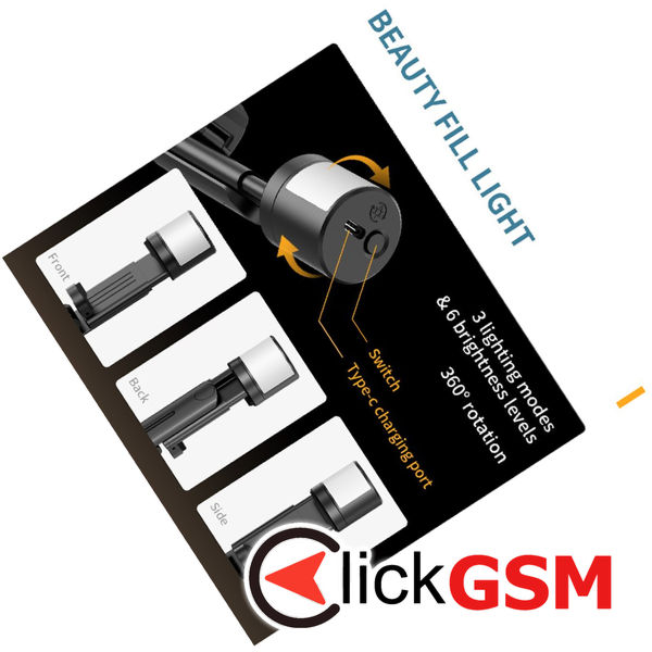 Techsuit - Selfie Stick (Q12S) - Stable Tripod Mount with Bluetooth Remote and LED Light, 75cm - Black