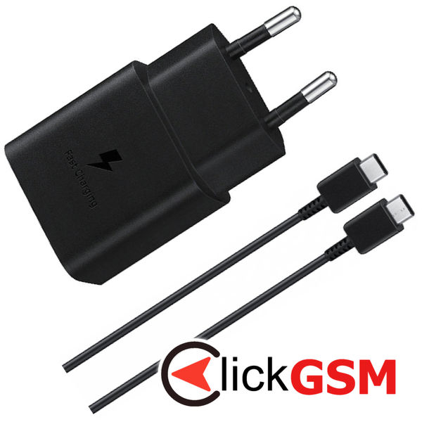 Samsung - Original Wall Charger (EP-T1510XBEGEU) - Type-C Fast Charging 15W with Cable Type-C - Black (Blister Packing)