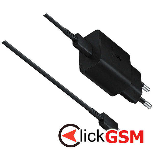 Samsung - Original Wall Charger (EP-T1510XBEGEU) - Type-C Fast Charging 15W with Cable Type-C - Black (Blister Packing)
