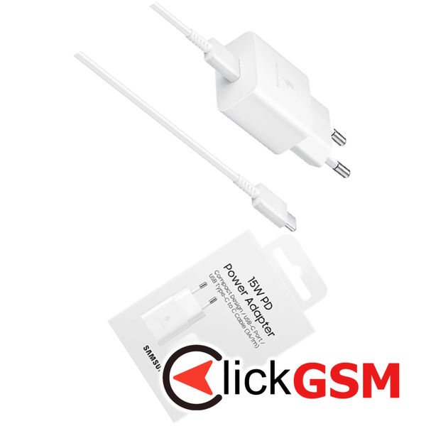 Samsung - Original Wall Charger (EP-T1510XWEGEU) - Type-C Fast Charging 15W with Cable Type-C - White (Blister Packing)