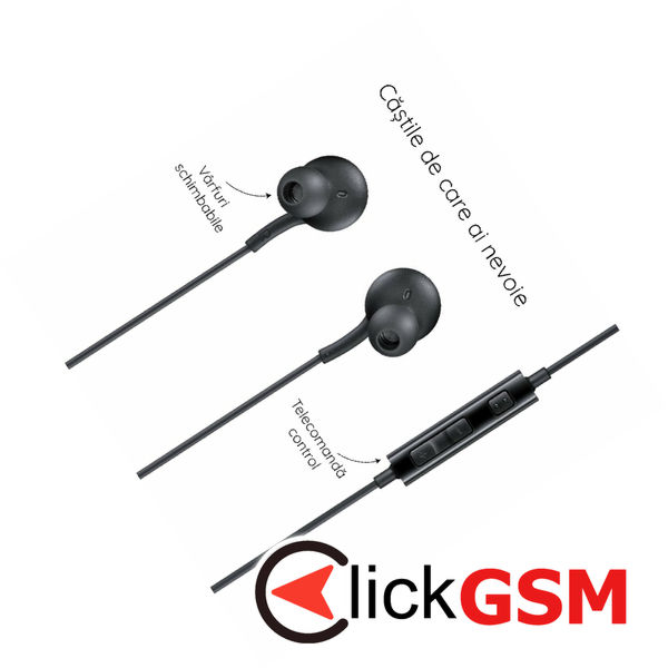 Samsung - Original Stereo Earphones (EO-IA500BBEGWW) - Jack 3.5mm with Microphone - Black (Blister Packing)