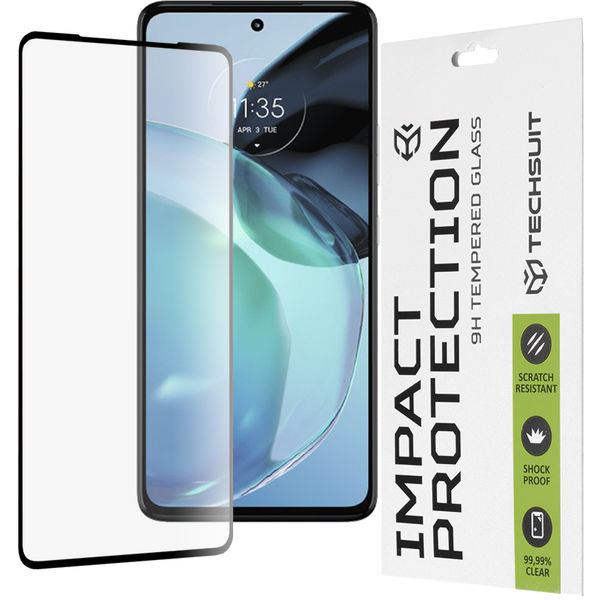 Techsuit - 111D Full Cover / Full Glue Glass - Motorola Moto G72 - Black