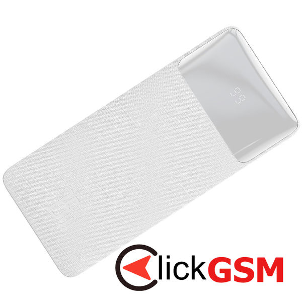 Baseus - Power Bank Bipow (PPBD050102) - Digital Display 2xUSB QC3.0, USB-C 20000mAh 15W + Cable Micro-USB 0.25m - White