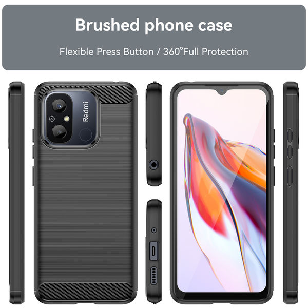 Techsuit - Carbon Silicone - Xiaomi Redmi 12C - Black