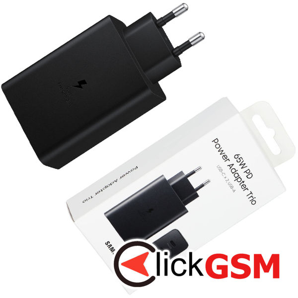 Samsung - Original Wall Charger (EP-T6530NBEGEU) - 2x Type-C, USB PPS, PD 65W, QC 3.0, AFC, FCP - Black (Blister Packing)