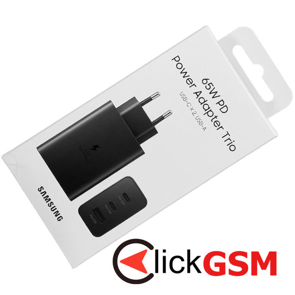 Samsung - Original Wall Charger (EP-T6530NBEGEU) - 2x Type-C, USB PPS, PD 65W, QC 3.0, AFC, FCP - Black (Blister Packing)