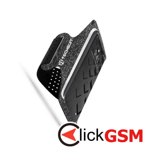 Techsuit - Sports Armband (TH10) - with Velcro, for Phones, max 6.5 - Gray / White