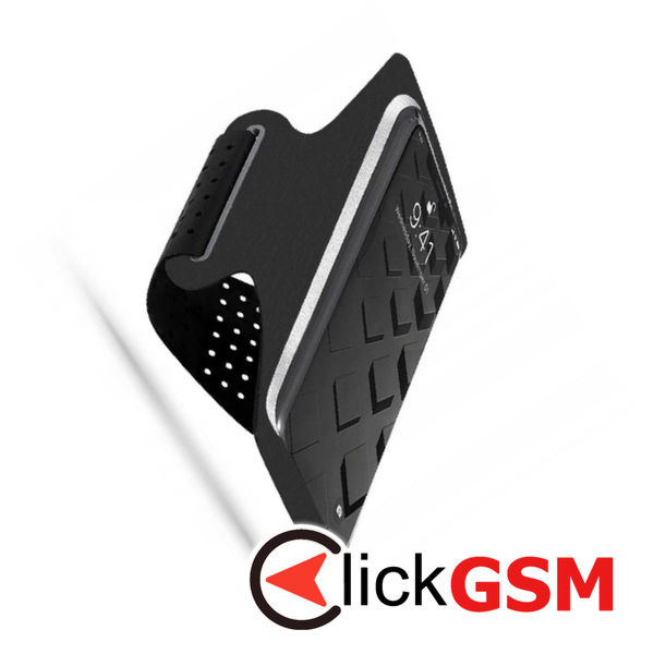 Techsuit - Sports Armband (TH10) - with Headphones Cable Clips, for Phones, max 7 - Black / Gray