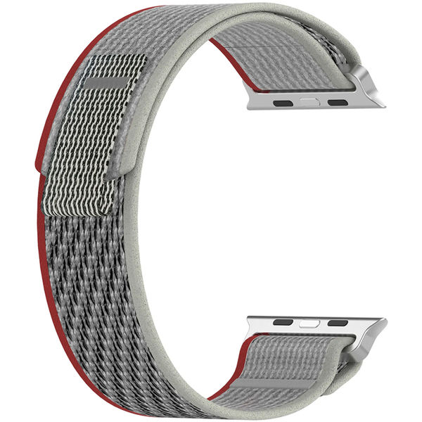Techsuit - Watchband (W039) - Apple Watch 1/2/3/4/5/6/7/8/9/10/SE/SE 2 (38/40/41/42mm) - Red / Gray