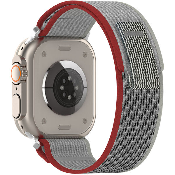 Techsuit - Watchband (W039) - Apple Watch 1/2/3/4/5/6/7/8/9/10/SE/SE 2/Ultra/Ultra 2 (42/44/45/46/49mm) - Red / Gray
