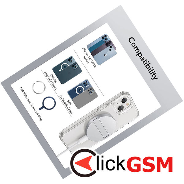 ESR - Wireless Charger HaloLock - MagSafe Compatible, with Kickstand - White