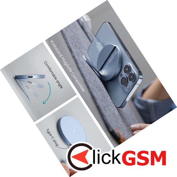 ESR - Wireless Charger HaloLock - MagSafe Compatible, with Kickstand - Sierra Blue