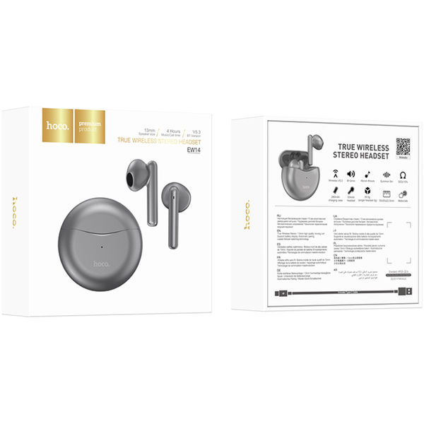 Hoco - Wireless Earbuds (EW14) - TWS with Bluetooth 5.3 - Metal Gray