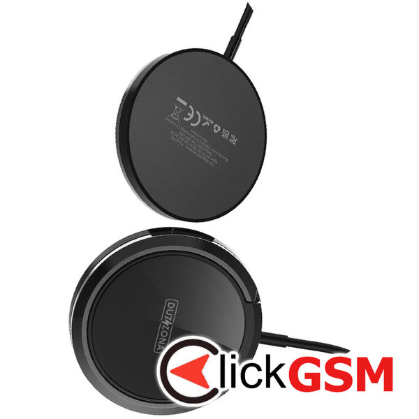 Duzzona - Wireless Charger (W1) - with Magnetic Attach on iPhone and Desk Stand, 15W - Black