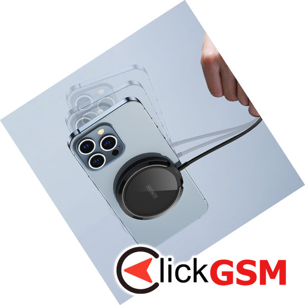 Duzzona - Wireless Charger (W1) - with Magnetic Attach on iPhone and Desk Stand, 15W - Black