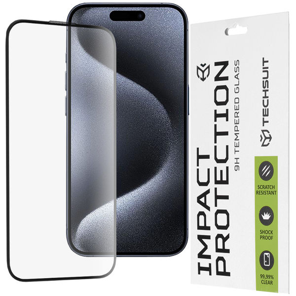 Techsuit - 111D Full Cover / Full Glue Glass - iPhone 15 Pro - Black