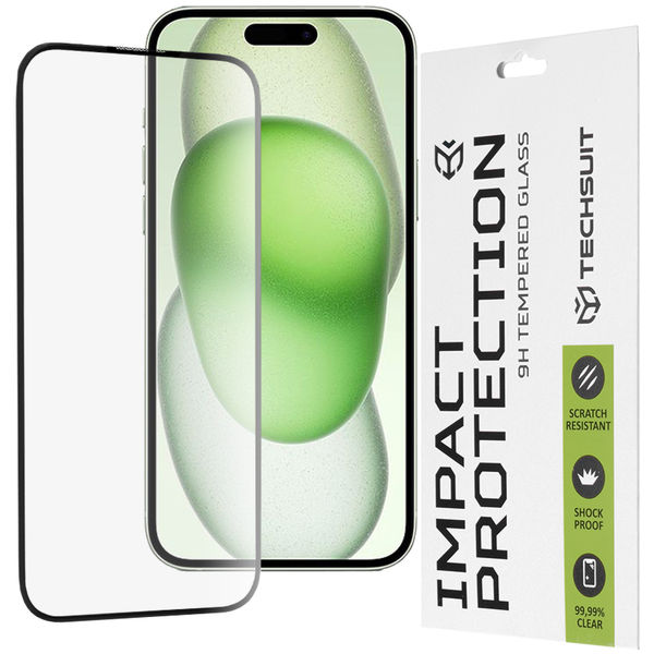 Techsuit - 111D Full Cover / Full Glue Glass - iPhone 15 Plus / iPhone 16 Plus - Black
