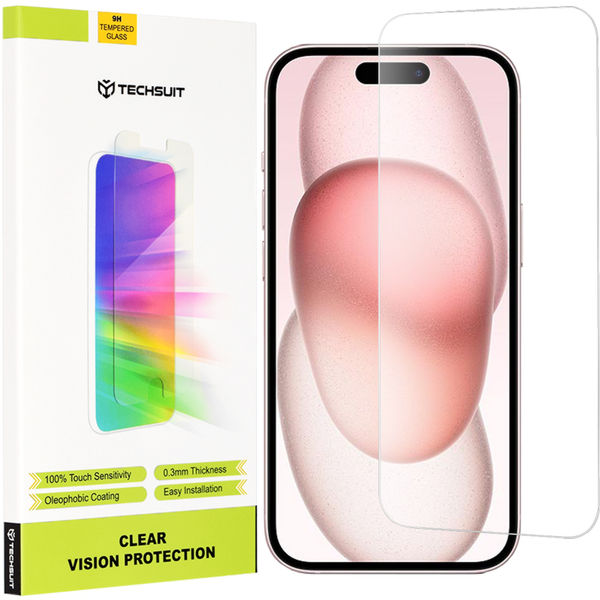 Techsuit - Clear Vision Glass - iPhone 15 / iPhone 15 Pro / iPhone 16 - Transparent