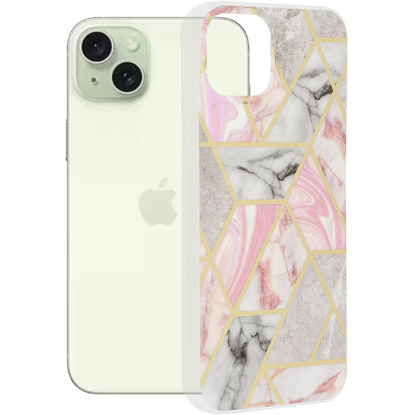 Techsuit - Marble Series - iPhone 15 Plus - Pink Hex
