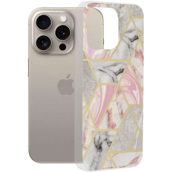 Techsuit - Marble Series - iPhone 15 Pro Max - Pink Hex
