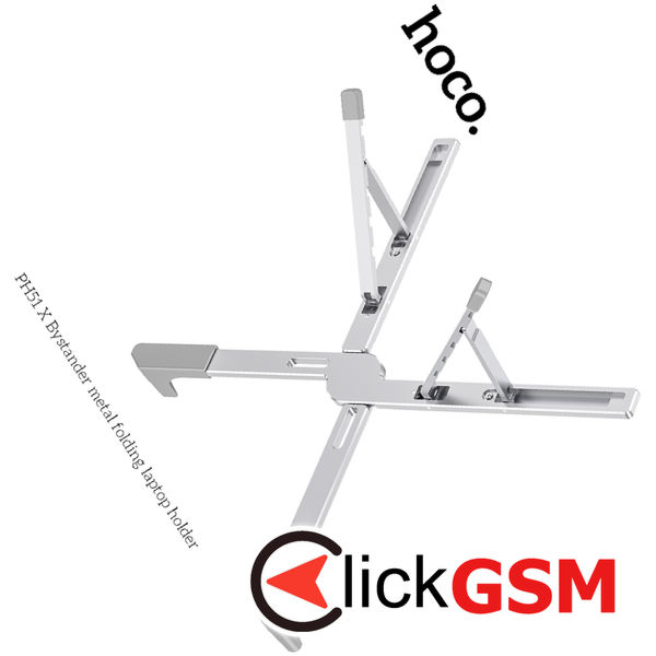 Hoco - Laptop Holder X Bystander (PH51) - Foldable, Adjustable, Aluminium Alloy, Silica Gel, max. 15.6 - Metal Gray